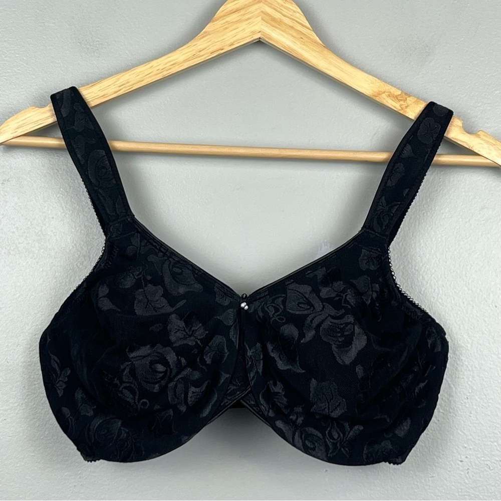 Wacoal 85567 Awareness black jacquard underwire comfort strap bra, 34DDD.